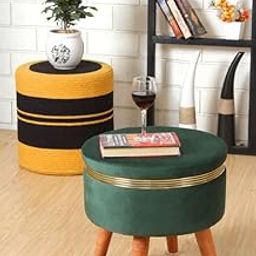 PLATINUM WOOD CRAFT Foam Pouf Stool (Finish Color - Green, Pre Assembled)-image-96