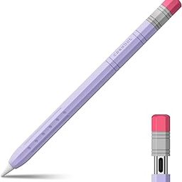Fintie Silicone Sleeve for Apple Pencil (USB-C), Light Pen Skin Case Cover Soft Protective Anti-Slip Pencil Grip Holder, Supports Magnetic Attachment, Lilac Purple-12
