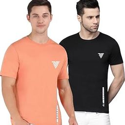 TADEO Men's Quick-Dry Slim Fit Athletic T-Shirt | Moisture-Wicking, Stretchable Gym & Running Tee | Round Neck Sportswear for Workouts, Yoga & Casual Wear | (Pack of 2) Multicolor-image-3