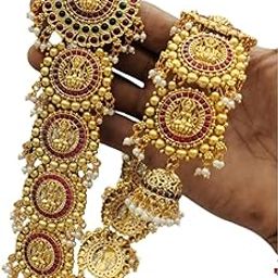 KGR Splash MAndala Design red & Green Stones 22 inches LOng Jada Billai (KRMU06000)-image-8