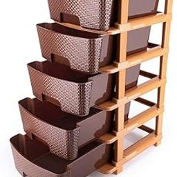 EQUALSUM 5-Tier Plastic Storage Organizer Rack – Multipurpose Stackable Drawer Box for Home & Office-image-68