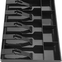 Keetoz Cash & Coin Trey Plastic Cash Drawer Organizer tray5 Bills 4 Coins for Petty Cash Money Storage Box -Black-0