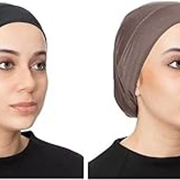 Women's Cotton Ninja Stretch Jersey Coverage Black Hijab Cap Under Head Wrap Under Scarf Head Wraps Headgear Headband Wristband Bandana Hijab Tube Unisex(Pack of 2)-image-98