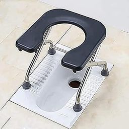 RESTURA Commode Chair with Pot Portable Stainless Steel Toilet for Pregnant women and Seniors Indian Style Toilet Stool, Compact Lightweight Indoor & Outdoor Commode, Heavy-Duty Chair Durable & Convenient For Camping, Travel (Black)-image-10
