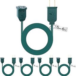 Tellegloww - 6ft Christmas Extension Cord, Two Prong Extension Cord Green Indoor Outdoor Christmas Extension Cord with Fuse for Christmas Decoration, Lights Connection, AC 120 Volt-image-72