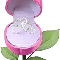 Vighnaharta Double Heart CZ Rhodium Plated Alloy Ring with PROSE Ring Box for Women and Girls-image-82