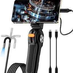 Two-Way Articulating Borescope with Light for iPhone and Andriod Users, Inspection Camera Industrial Endoscope with 8.5mm Articulated Probe Waterproof Lens, 3.3ft Semi-Rigid Gooseneck Tube-image-28