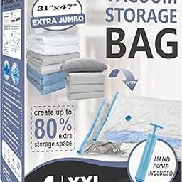 RAVIDO 4 Pack XXL Jumbo Vacuum Storage Bags, Extra Large Vacuum Seal Bags for Comforters, Bedding, Blanket Storage, Giant Space Saver Bags for Huge Stuffed Toy(47x31 in)-image-8