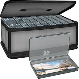 Bluedale Photo Storage Box with 10 Inner 4" x 6" Black Photo Case, Waterproof Craft Keeper with Handle, Photo Organizer Container Box with 1 Sheet Label Sticker for Picture Seeds Craft Supplies-image-52