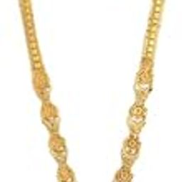 Traditional Gold-Plated Long Necklace Set with Earrings, Intricate Floral Design, Tassel Pendant-image-17