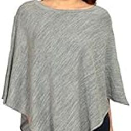 Women Girls Acrylic Winter Wear Solid Knitted Open Front Poncho Shrug,Grey-1