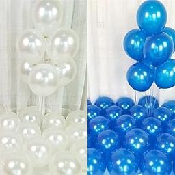 Flyloons Blue White Balloons Pack of 50 for birthday decoration items also suitable for Anniversary, Wedding, Celebration, Party-image-85