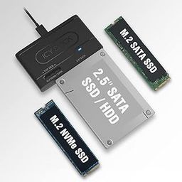 ICY DOCK USB 3.2 Gen 2 10Gbps to 2.5" SATA SSD/HDD & M.2 NVMe/SATA SSD External Reader Adapter | EZ-Adapter MB104U-1SMB-28