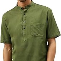 Half Sleeve Linen Short Kurta-image-75