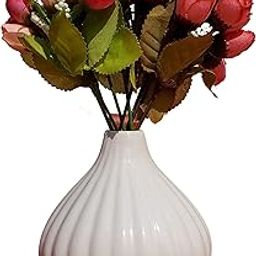 Pure Source India Ceramic Flower Vase Without Flower Medium Size, Ivory White, 1 Piece-image-45