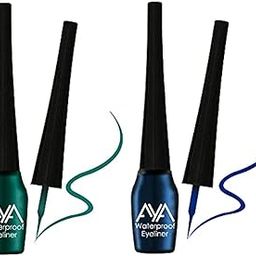 AYA Waterproof Long Lasting Smudge Transfer Proof Liquid Eye Makeup Eyeliner, Set of 2 (Green and Blue)-image-1