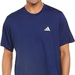 adidas Men's Geometric Regular Fit T-Shirt (IV9606_DRKBLU/White-picture-14