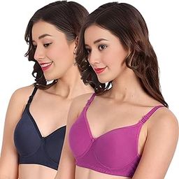 Women Everyday Non Padded Bra (Pack of 2) - Made of Pure Cotton Full Coverage Non Wired Soft Cup for T-Shirt Saree Dress Sports Garment for Daily Use Everyday-image-89