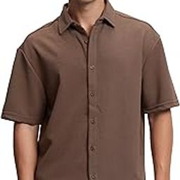 Men's Solid Loose Fit Shirt (HLZS000150_Brown-image-3