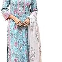 Women's SkyBlue Floral Printed Salwar Suit Set-picture-15