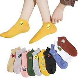 Ankle Length Women Socks Low Cut Invisible Liner Non slip Athletic Boat Girls Socks Comfort No Show Free Size Printed design (Pack of 8)-21