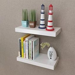 WIQOWEG Set of 2 Floating Shelves Wall Mounted Shelf, for Home Decor with 6,(9, inch (White)-image-42