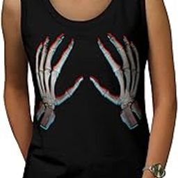 Skeleton Bare Hand Womens Tank Top, Touch Me Athletic Sports Shirt Graphic Tank Top/Gym Tanks-image-58
