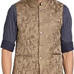 Men 100% Cotton Brown Solid Formal Nehru Jacket-image-11
