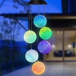 Ahuja International Solar Power Wind Chime Spiral Spinner Crystal Ball Wind, Waterproof Outdoor Decorative Romantic Wind Bell Light for Garden (Crystal Ball)-image-11