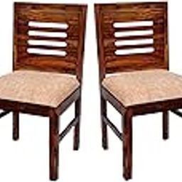 KHUDIWAL Sheesham Wood Dining Chairs Set of 4 for Dining Room Furniture || Solid Wood Chairs Set with Cushion for Living Room Home and Office - Brown Finish-image-51