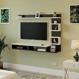 Burlyworth Elite Engineered Wood TV Entertainment Unit, Wall Mount Set Top Box Stand with Display Shelves, (Wenge & White Finish) Large, for 43, 50, 55 inches (Standard)-29