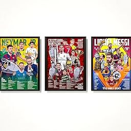 SINCE 7 STORE Lionel Messi, Neymar Jr and Cristiano Ronaldo Legendary Career Framed Poster For Gifting/For Room Decor/For Football Fans (A4, BLACK)-image-15