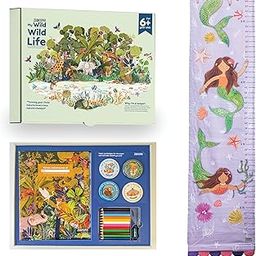 Zookeeper Mermaid Kids Growth Chart with Nature Activity Box | Height Measurement Ruler Wall Hanging for Girls & Boys | Fun Screen-Free Educational Combo | Return Gift for Birthdays (Age 6+)-image-46