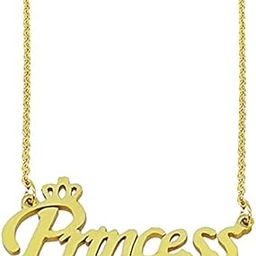 Valentine Gift Princess Letter Locket with Chain Gold Stainless Steel Necklace Pendant for Men and Women-image-81