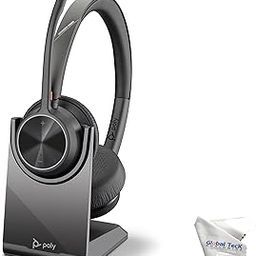 GTW Poly Voyager 4320 UC Wireless Bluetooth Duo Headset (USB-A) with Charge Stand - Deskphone, PC/Mac, Works with Zoom, RingCentral, 8x8, Vonage, Microfiber Included-30