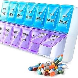 Homesoul 14 Grids 7 Day Weekly Medicine Organizer Daily Planner Portable Travel Container Holder for Vitamin and Supplement Moisture-Proof Easy to Use BPA Free (Blue Sea Green)-picture-16