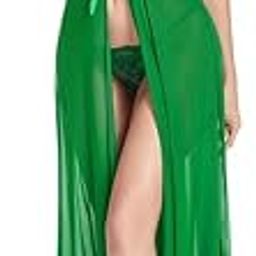 Culture Flossy® Women's Net Lace Long Babydoll Lingerie for Honeymoon Nightwear (Free Size, Slimy Green)-image-105
