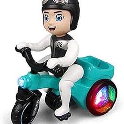 TRENDYTOYS Light and Sound Musical Stunt Bike Tricycle Bump Go Scooter Toy - 4D Flashing Effects Music Motorcycle with Lights, 360 Rotation Movement Best Gift for Kids (Multi Color)-picture-14