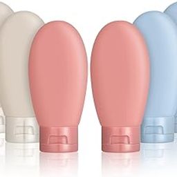 AUXSOUL Plastic Travel Bottles Set, 6 Pcs Leak Proof Refillable Squeezable Containers Set, Mini Squeeze Bottles Liquid Travel Accessories For Toiletry, Shampoo, Soap, Body Wash (60Ml)-38