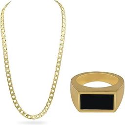 Stylist and Trending Gold Plated Chain Necklace and Finger Ring For Boys and Men | Gold Chain for Boys and Men-picture-17