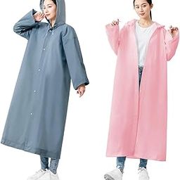Waterproof Rain Ponchos for Adults (2Pack) Reusable EVA Lightweight Long Raincoat with Hood Button-Up Unisex Rain Coat for Motorcycle Commute, Monsoon Travel & Festivals (Length 120cm)-image-20