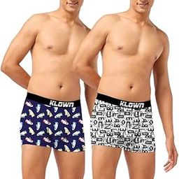 Pack of 2 Printed Trunk for Men | Cotton Blend | Soft & Stretchable | Stylish Men's Underwear | Comfortable Fit | Assorted Prints | Innerwear for Men |Grey-Black-Dark Blue-image-93