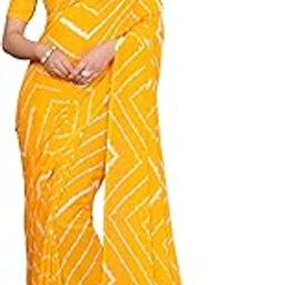 SAREES Women's Regular Fit Laheriya Print Bollywood Georgette Saree with Matching Blouse Piece | Stylish, Comfortable & Fancy Saree for Weddings, Parties, Casual Outings, Festivals-image-71