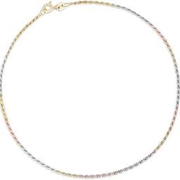 925 Sterling Silver Twisted Chain Triple Tone Multicolour Rhodium, Gold and Rose Gold Plated Anklet (Single) | Gift for Women and Girls | With Certificate of Authenticity and 925 Hallmark-image-54