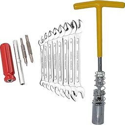 Digital Craft 16MM Spark Plug Wrench with 8Pc Double Open Spanner Set & 4-in-1 Screwdriver – Complete Hand Tool Kit for Automotive & Home Repairs-12
