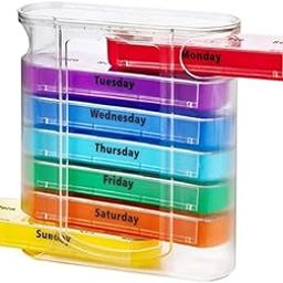 LIMBANI BROTHERS Pill Organiser 7 Day Pill Box 4 Times a Day - Weekly Tablet Organiser with 28 Compartments for Vitamin Medicines Supplements, Portable Medicine Storage Box Pill Case Rainbow (multicolor) (pack of 1)-19