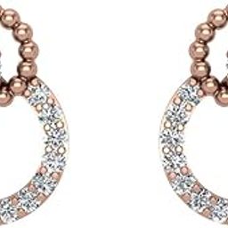 18K Rose Gold Natural Diamond Stud Earrings for Women | Dual Circle Designer Lightweight Earrings | Everyday Fine Jewellery-image-33