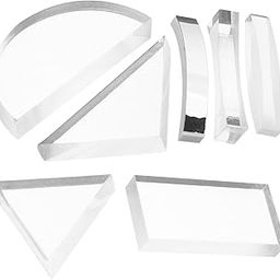 SOLUSTRE 7pcs Optical Lens Set Glasses Lens Lenses Physics Mirror Kit Science Concave Lens for Science Concave Mirror Optical Prism Glasses Reflector Semicircular Prism Convex Transparent-27