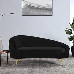 CRAFT HUB Modern Beato Curved Velvet 2 Seater Sofa for Bedroom, Living Room, Dining Room, Drawing Room, Home Office (Black)-image-15