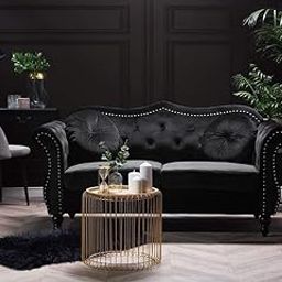 WASKOW ART HUB Chesterfield Sofa Modern Classic Hand-Made Taz Button Tufted Stylish Sofa for Living Room Guest Room Hotels & Office (Black)-image-51
